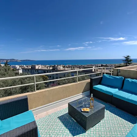 Toit Terrasse Nice-ouest Avec Parking, Clim Et Piscine 아파트 *
